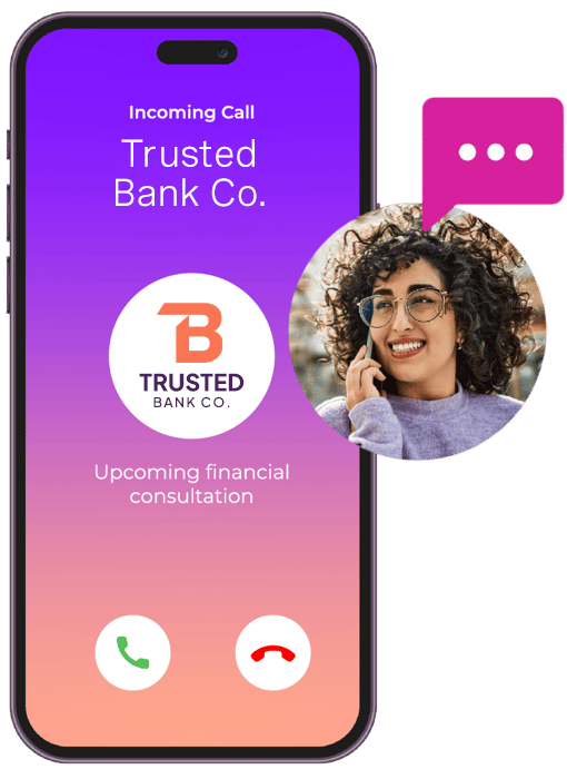 Image of incoming call on mobile with showcasing of brand