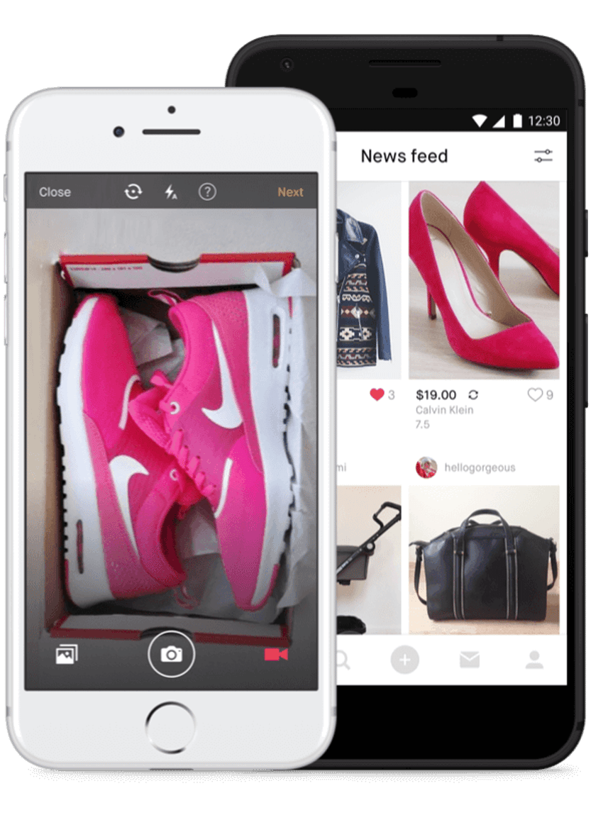 Foto de sapatos e roupas online e no telefone via aplicativo