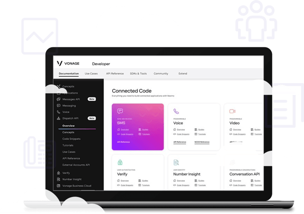 Vonage APIs Communications APIs dashboard