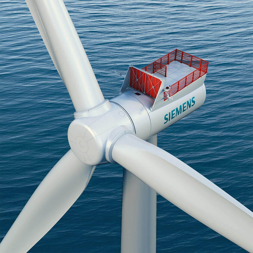 Foto de turbina eólica offshore da Siemens 